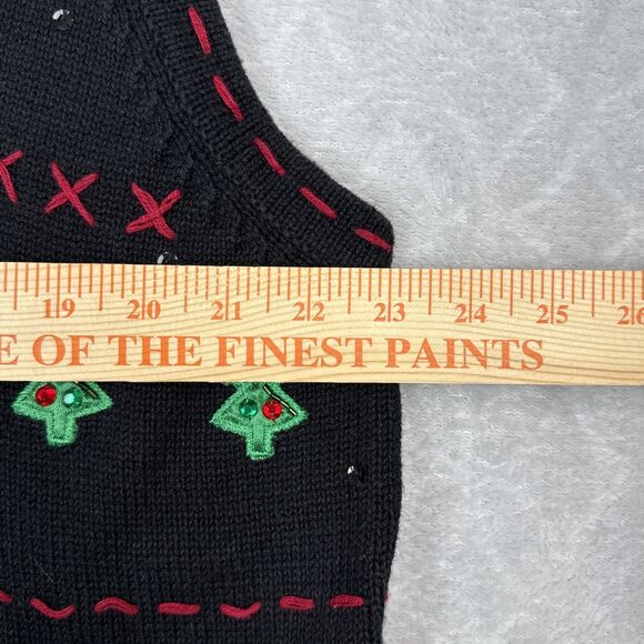 Vtg Ugly Christmas Sweater Vest Womens 2X Holiday Party Embellished Grandmacore - Picture 11 of 14